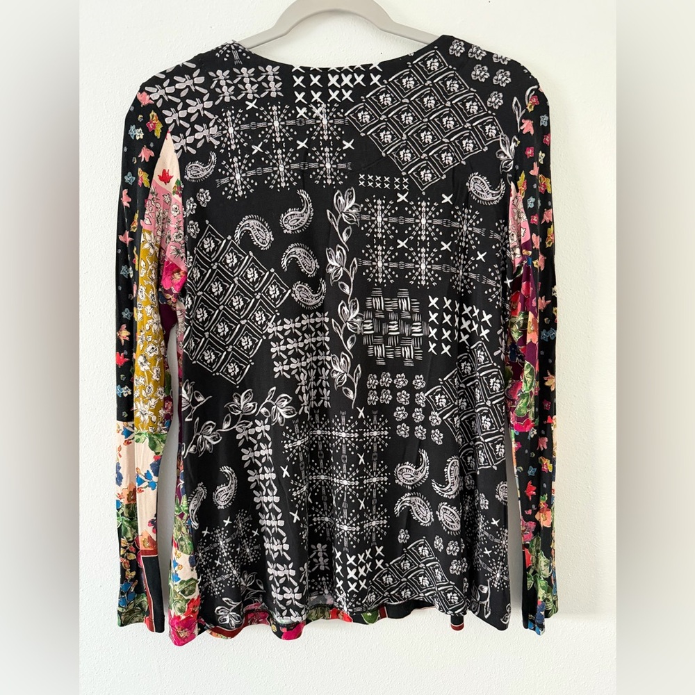 Johnny Was Santa Fe Favorite Floral Color Block Long Sleeve tee size small - Picture 7 of 7